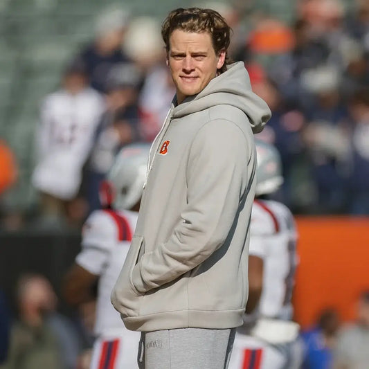 Cincinnati-Bengals-Sideline-Joe-Burrow-Grey-Pullover-Hoodie