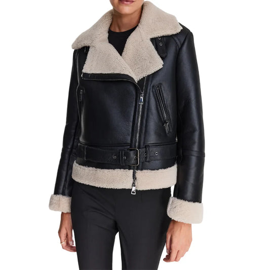 Women's Leather Aviator Jacket