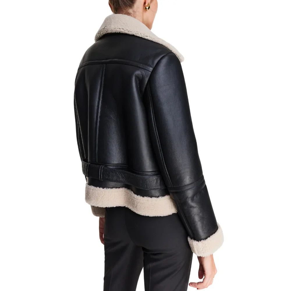 Women's Leather Aviator Jacket