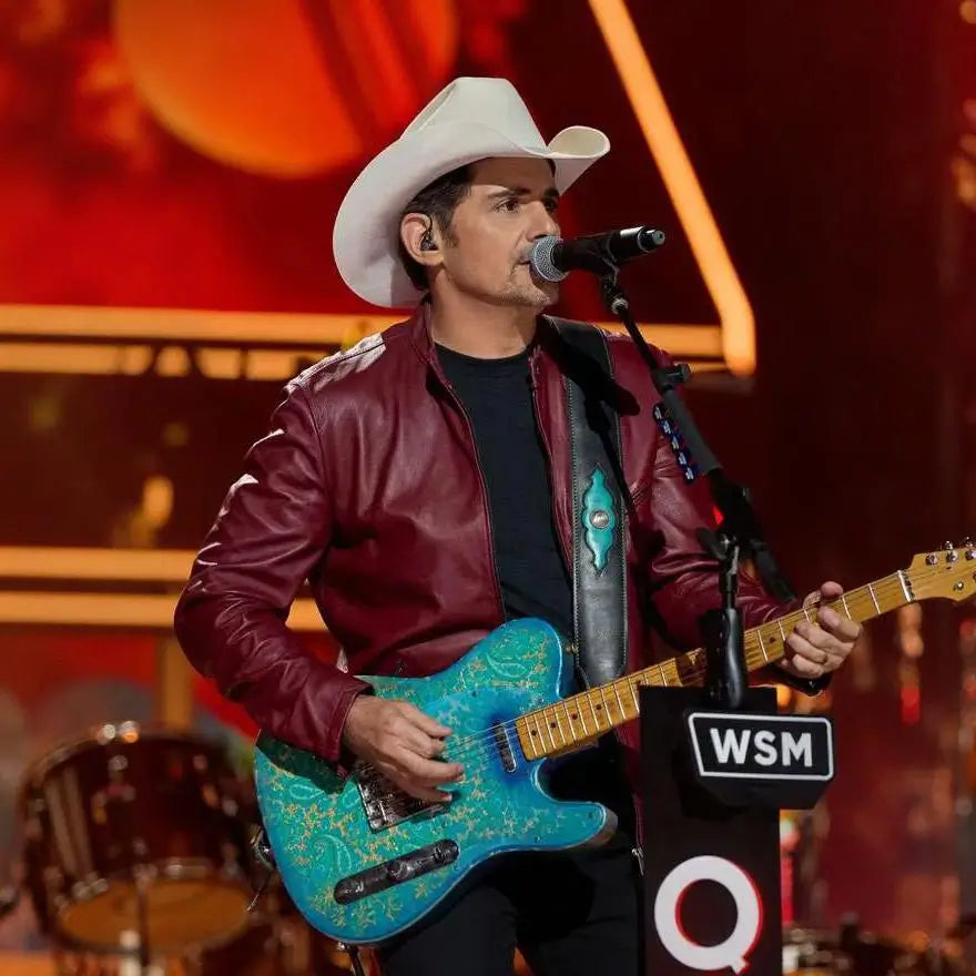 A-Grand-Ole-Opry-Christmas-2025-Brad-Paisley-Maroon-Leather-Jacket