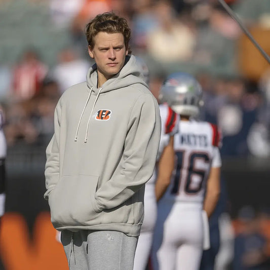 Bengals-Sideline-Joe-Burrow-Grey-Hoodie