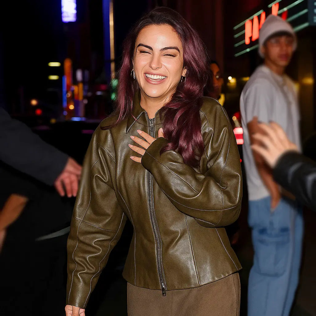 Camila-Mendes-NYC-2025-Leather-Jacket