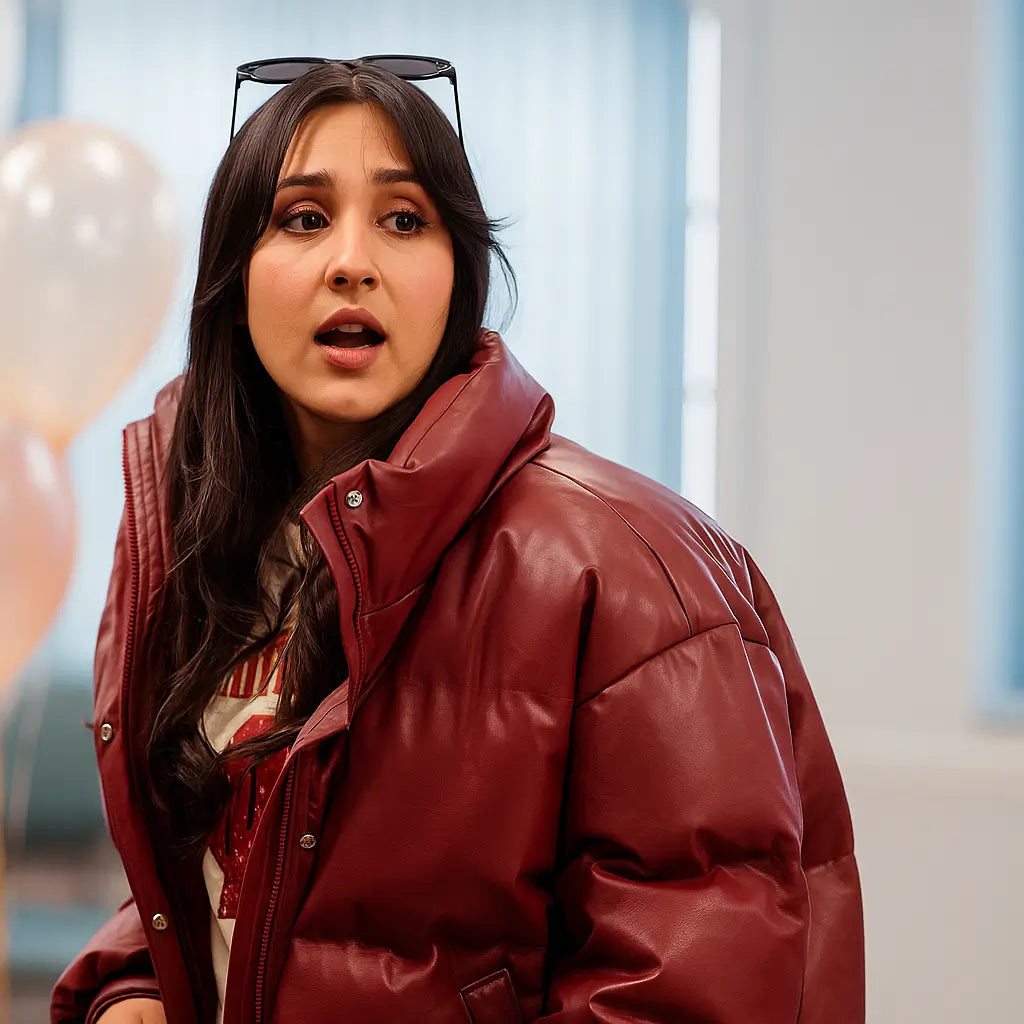 Cherry-Issues-S02-Taj-Atwal-Maroon-Puffer-Jacket