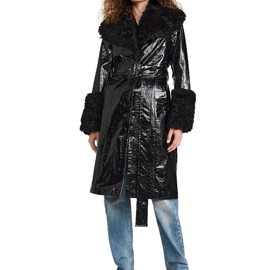 Gemma-Daddy-Issues-S02-Aimee-Lou-Wood-Black-Leather-Fur-Coat