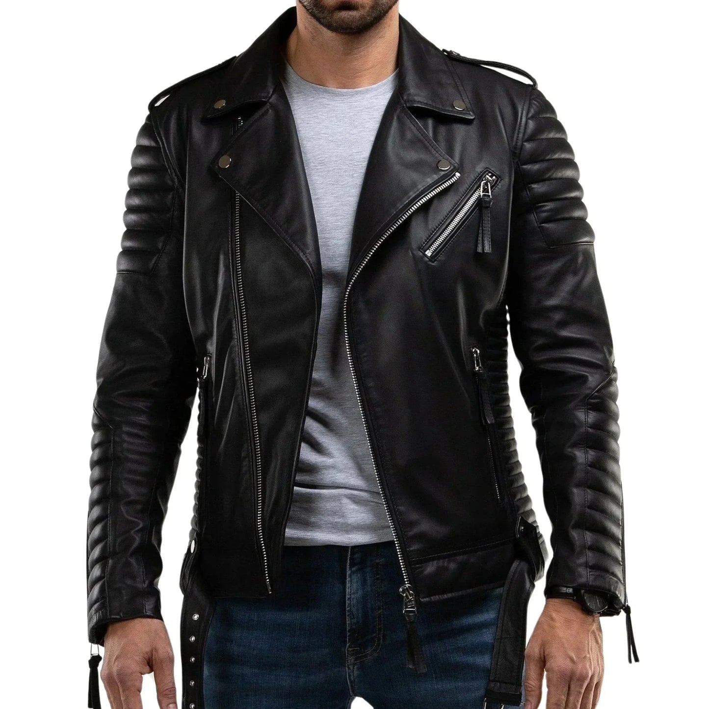 Men's Black Quilted Leather Jacket