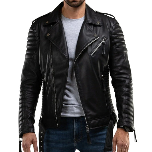 Men's Black Quilted Leather Jacket