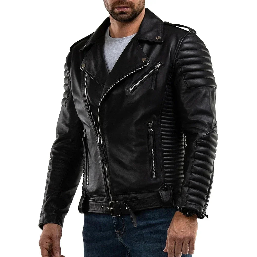Men's Black Quilted Leather Jacket