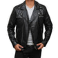 Men's Black Belted Asymmetrical Jacket