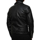 Men's Black Belted Asymmetrical Leather Jacket
