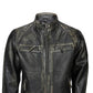 Mens Distressed Biker Leather Jacket