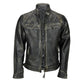 Mens Distressed Biker Leather Jacket