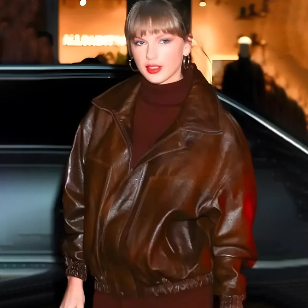 NYCTaylorSwiftBrownLeatherJacket