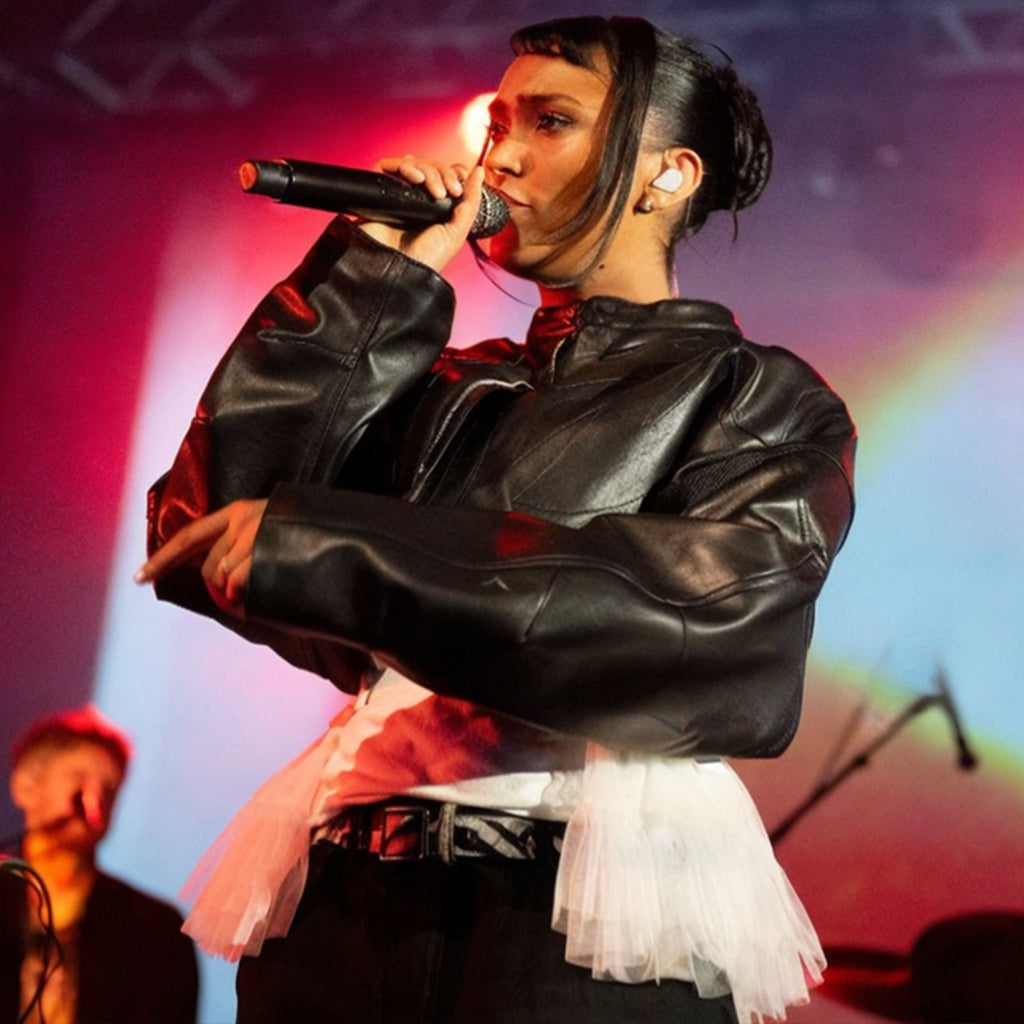 O2-Academy-Birmingham-Concert-Joy-Crookes-Black-Leather-Jacket