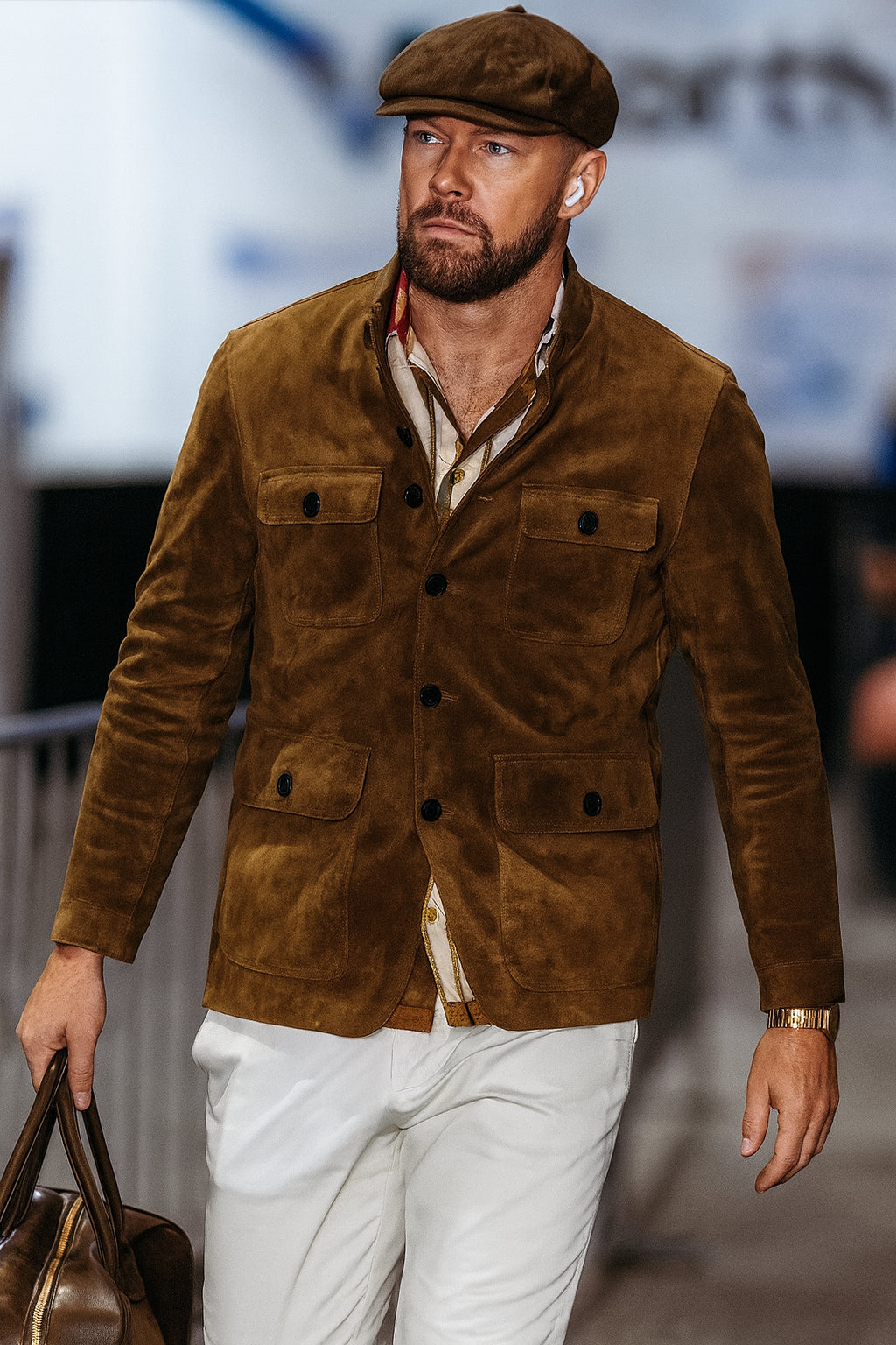 Travis-Kelce-Military-Suede-Brown-Jacket