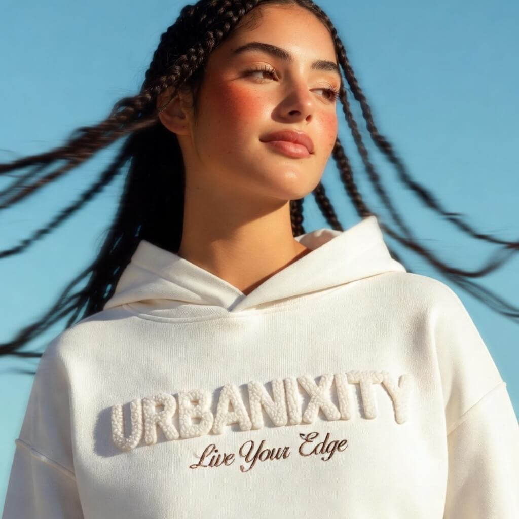 Urbanixity Signature White Crop Hoodie