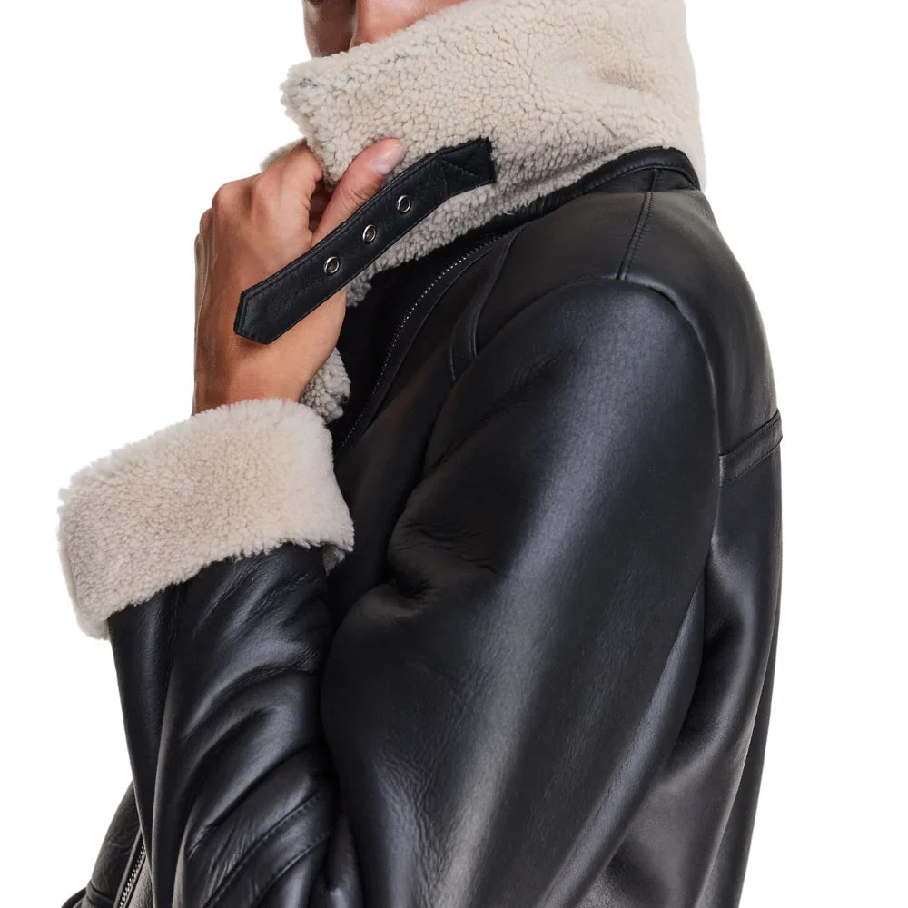 Women's Leather Aviator Jacket