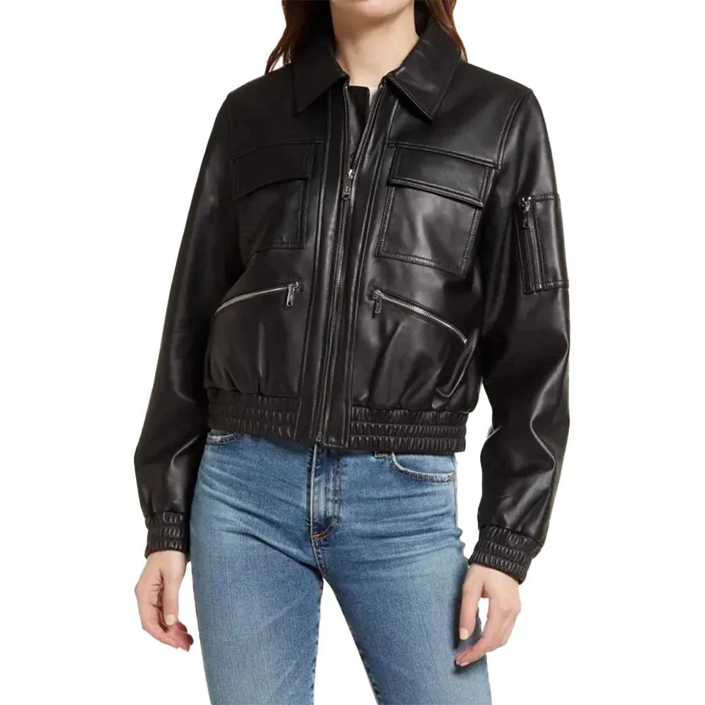 WomensBlackBomberJacket