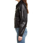 WomensBomberLeatherJacketBlack