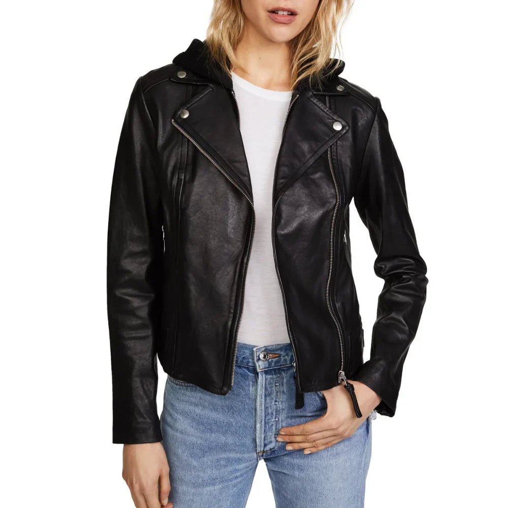 Women_s Billie Black Hooded Leather Jacket